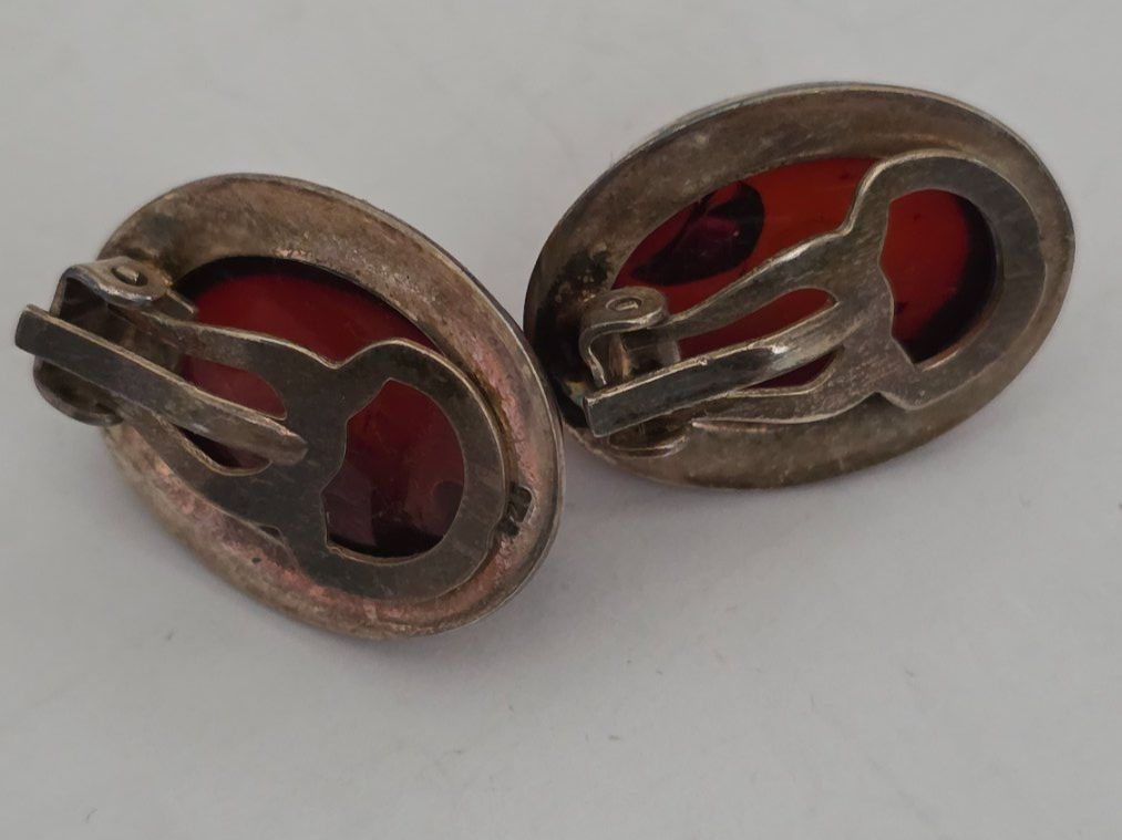 Ohrringe & -stecker: Vintage Ohrclips Silber Bernstein – Gebraucht aus Wittenbach von rose_rosi 1