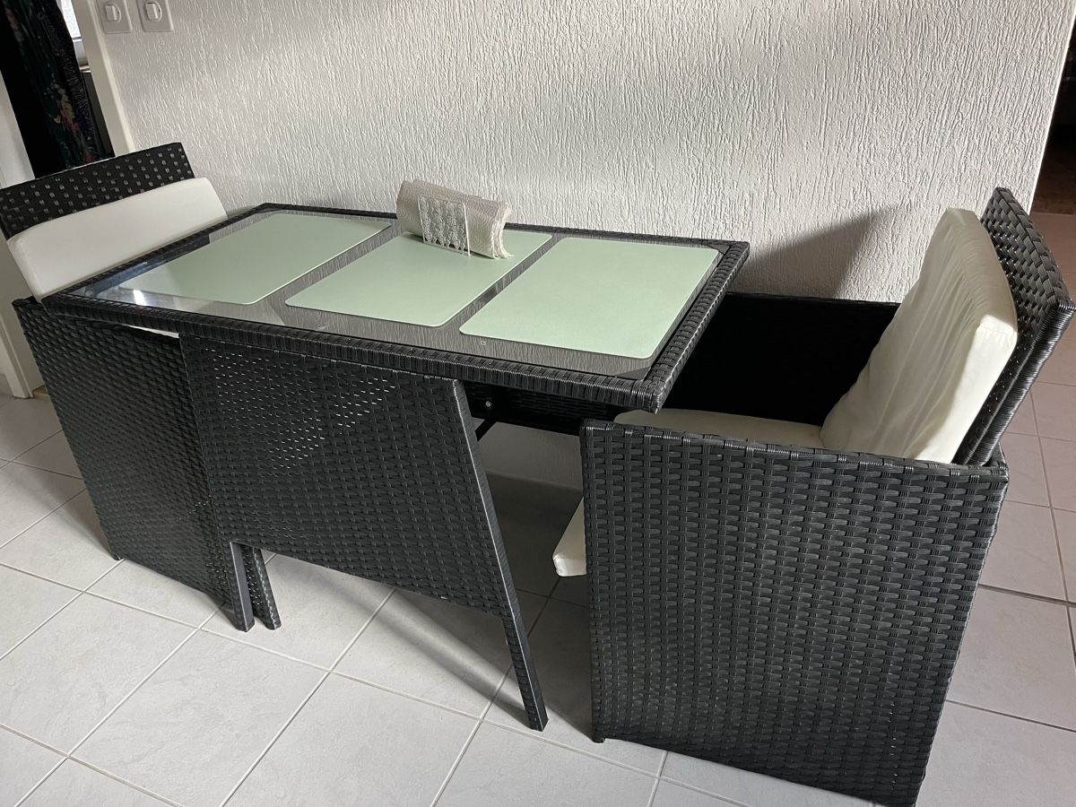 Tischset: Gartentischset Polyrattan schwarz mit Glasplatte – Gebraucht aus Susten von eli_8z6c 1