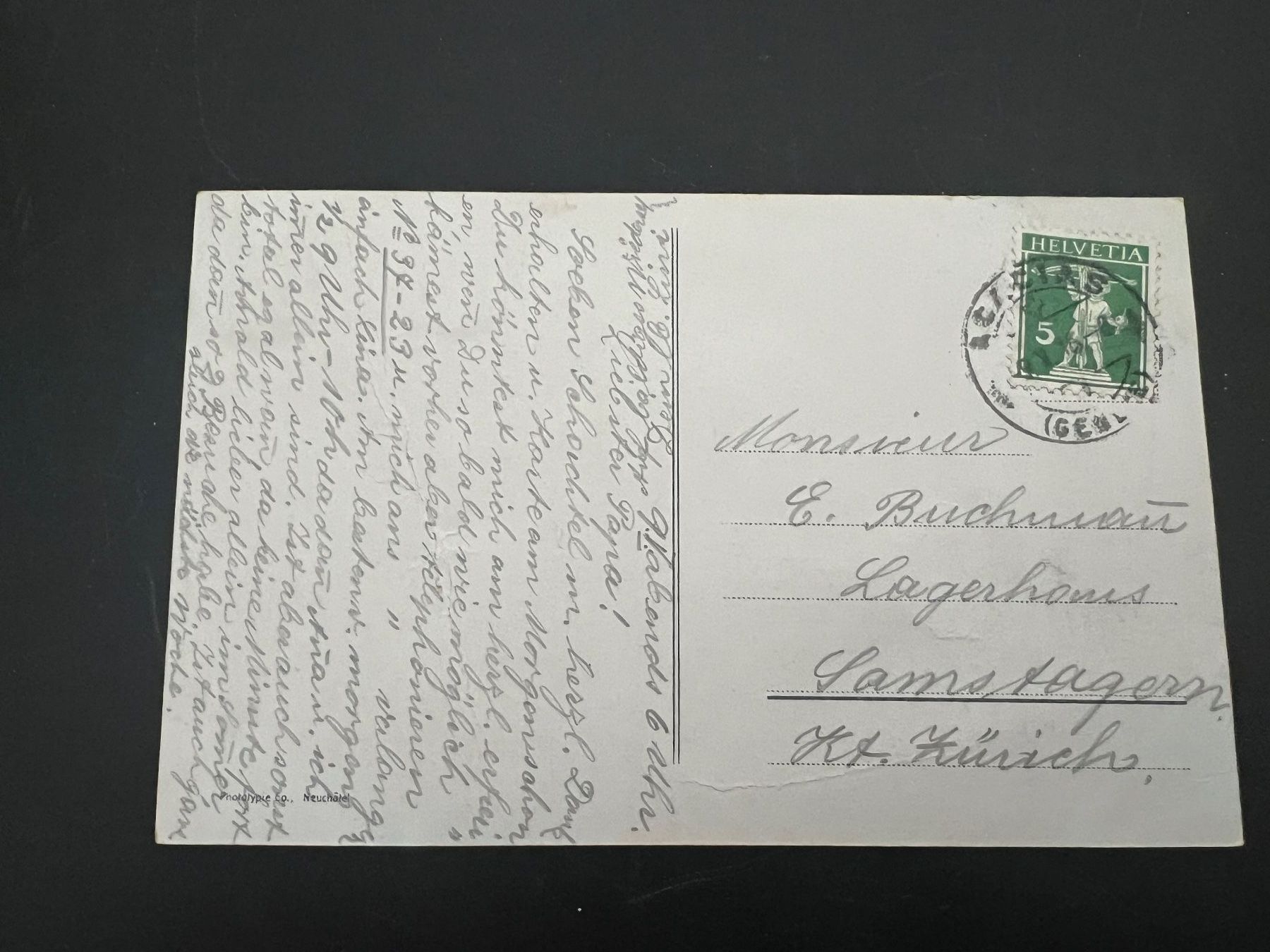 Ansichtskarten: Ansichtsk. 1916 Lac Leman mit Chillon mit Falte    (V542) – Gebraucht aus Hinwil von Sidi4 1
