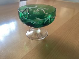 Handgeschliffen Glasschale Kristall grün 24% Bleikristall