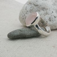 Unikate Silber Ring 925 mit Rosenquarz Grösse 57