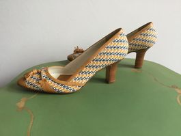 Fratelli Rossetti leather -canvas logo print pumps 38.5