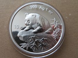 China 10 Yuan Panda Münze 1999 / 1 Unze Silber selten