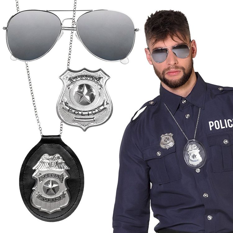 Lot De 2 Brassards Police - Badge Grade Métal Doré, Accessoire Jeu Rôle Halloween Carnaval Fête Costumée Insigne Métal Doré