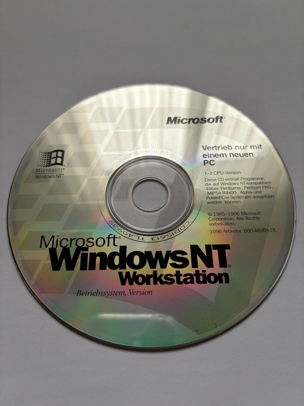 Original Microsoft Windows NT Workstation CD inkl. Lizenz (Gebraucht ...