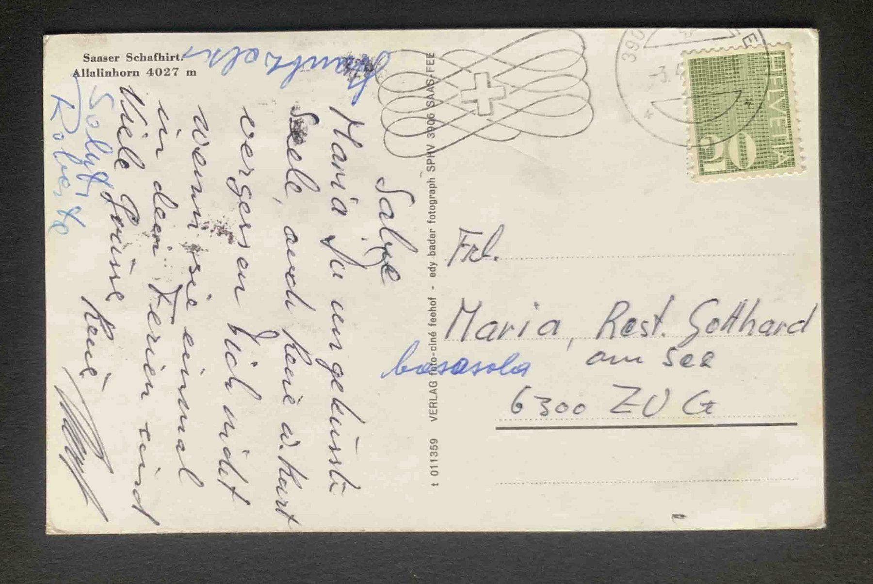 Cartoline postali: AK Saaser Schafhirt Alalinhorn – Usato da Goldau venduto da artelier1 1