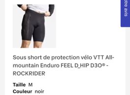 Sous-short VTT protection Rockrider D3O noir taille M