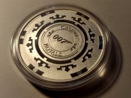 CASINO ROYALE JAMES BOND 007 1 OZ UNZE SILBER CHIP LIMITED