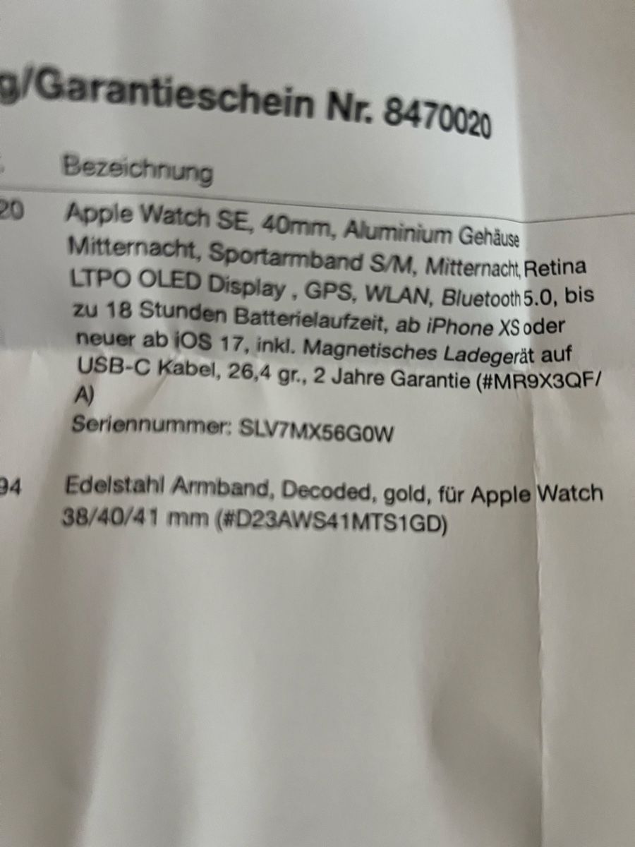 Apple Smartwatch: APPLE Watch SE 40mm schwarz – Usato da St. Gallen venduto da deborahM95 2