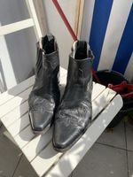 Black leather cowboy boots size 45 wide used