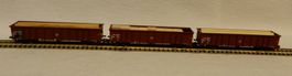 3 Fleischmann Hochbordwagen beladen mit Holz