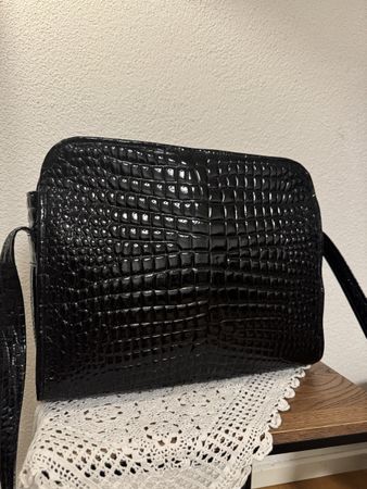 Creation salko Handtasche Schwarz Kroko-Look Gebraucht