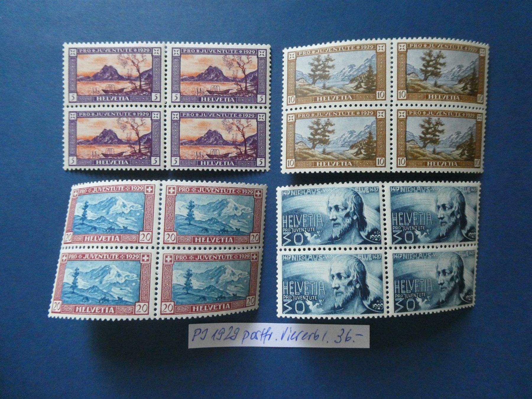 Tutti i francobolli: PJ 1929 postfrische ** Viererblöcke – Usato da Lausen venduto da Herbamare01