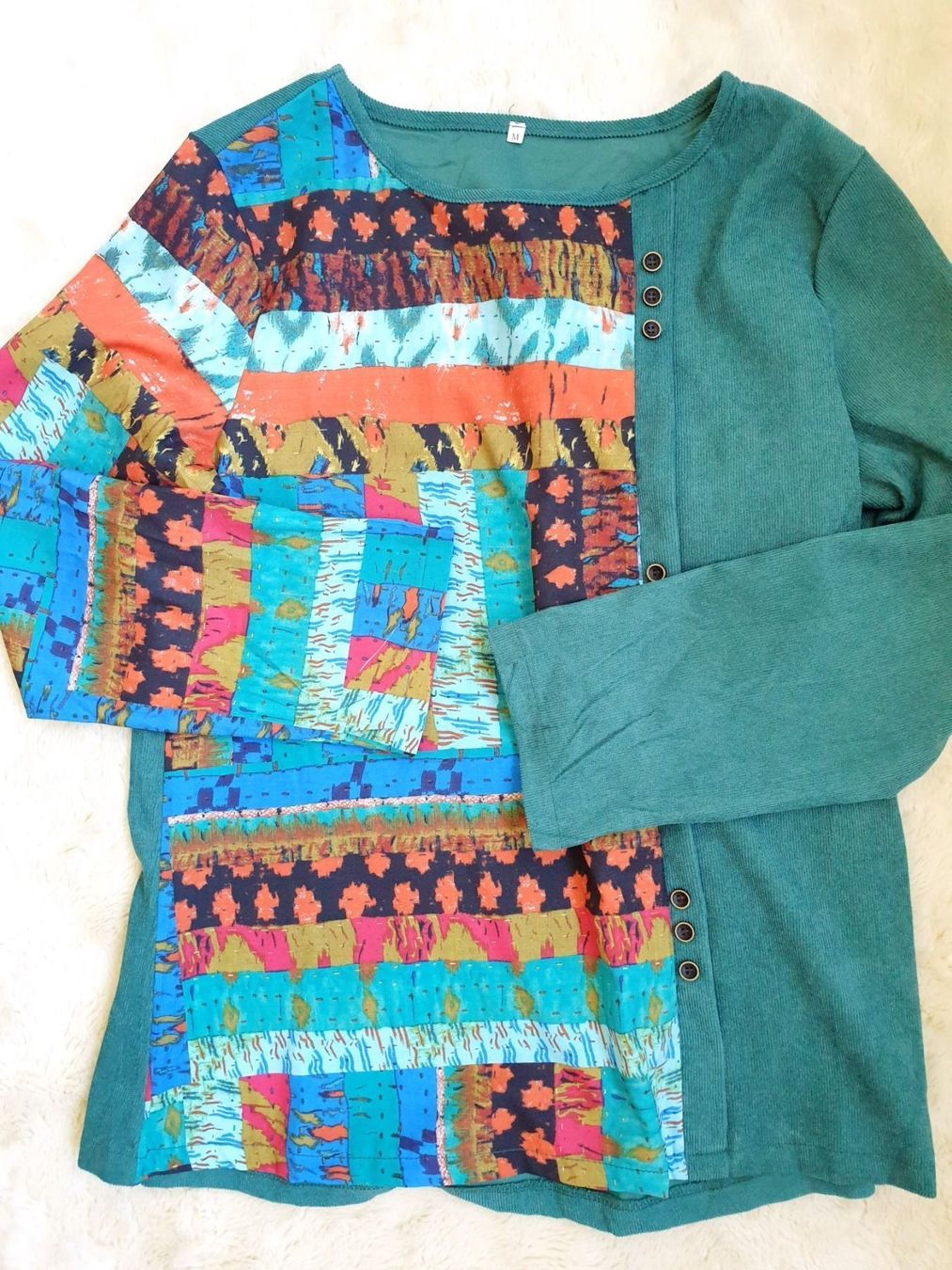 Maglioni & Felpe: PULLI PULLOVER PETROL UND BUNT M 38 VINTAGE STYLE CORDSTOFF – Nuovo (secondo la descrizione) da Elsau venduto da the-colorful-side 2