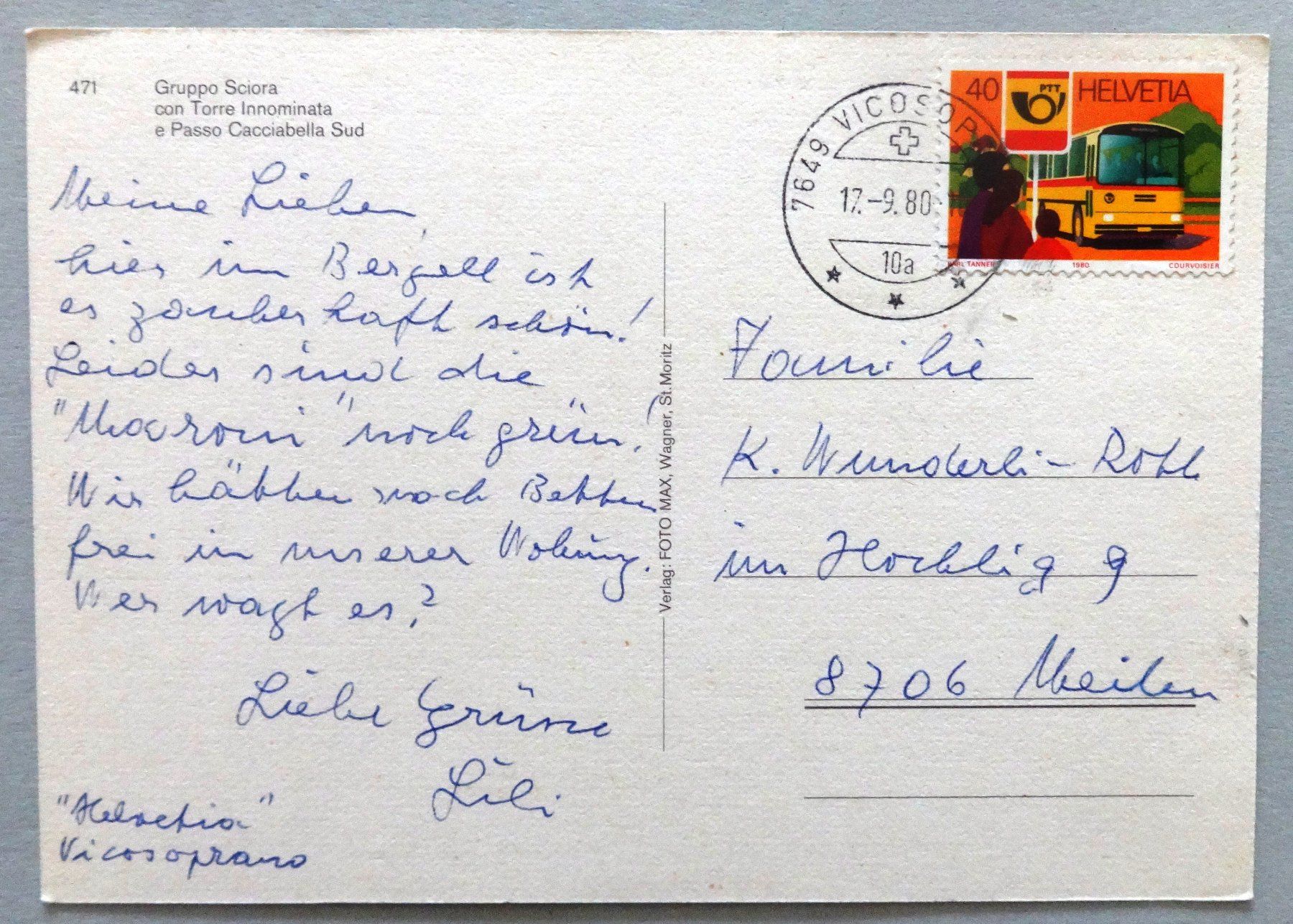Cartes postales: Gruppo Sciora con Torre Innominata e Passo Cacciabella Sud – D'occasion à Fétigny par Billy2miny 1