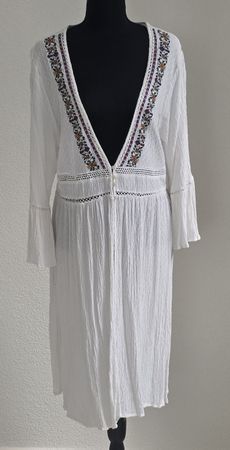 Kleid weiss Grösse 44 C&A bestickt Sommerkleid mit Spitze