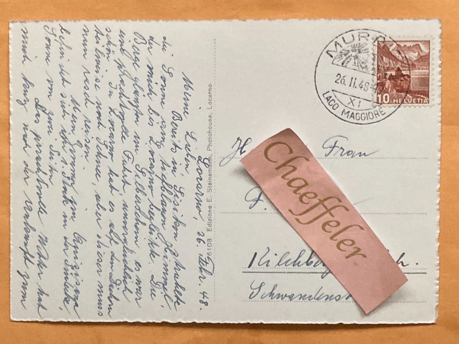 Ansichtskarten: 1948 Centovalli – Gebraucht aus Zürich von Chaeffeler 1