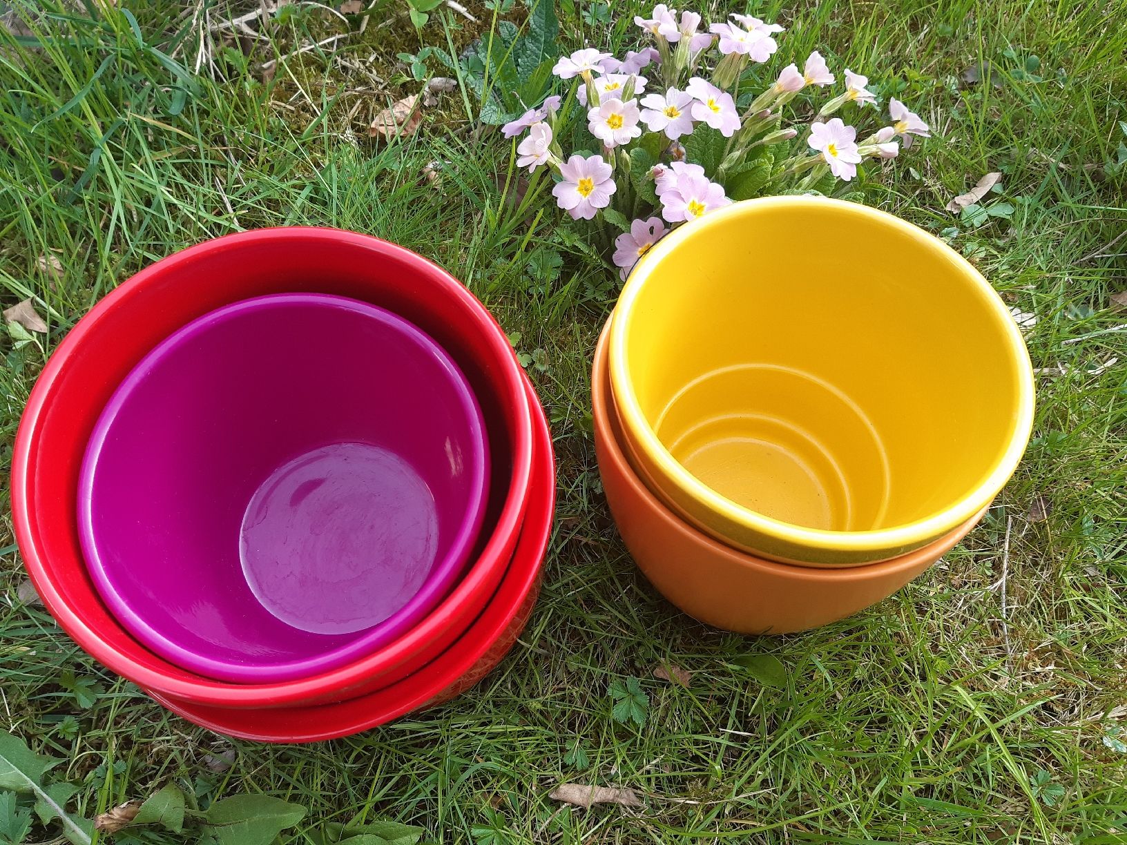 Blumentöpfe: 5 bunte Blumentöpfe für drinnen & draussen, Cache pots – Gebraucht aus Uster von mar_276v 2