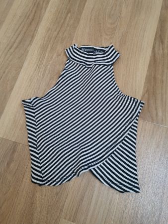 Sommer Crop Top gestreift / XS / 34/ Memory&Co schwarz/weiss