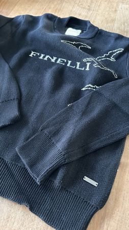 Fein gestrickter Finelli Pullover Gr. M, dunkelblau, perfekt