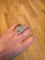 vintage Silberring mit Rosenquarz Grösse 56-57