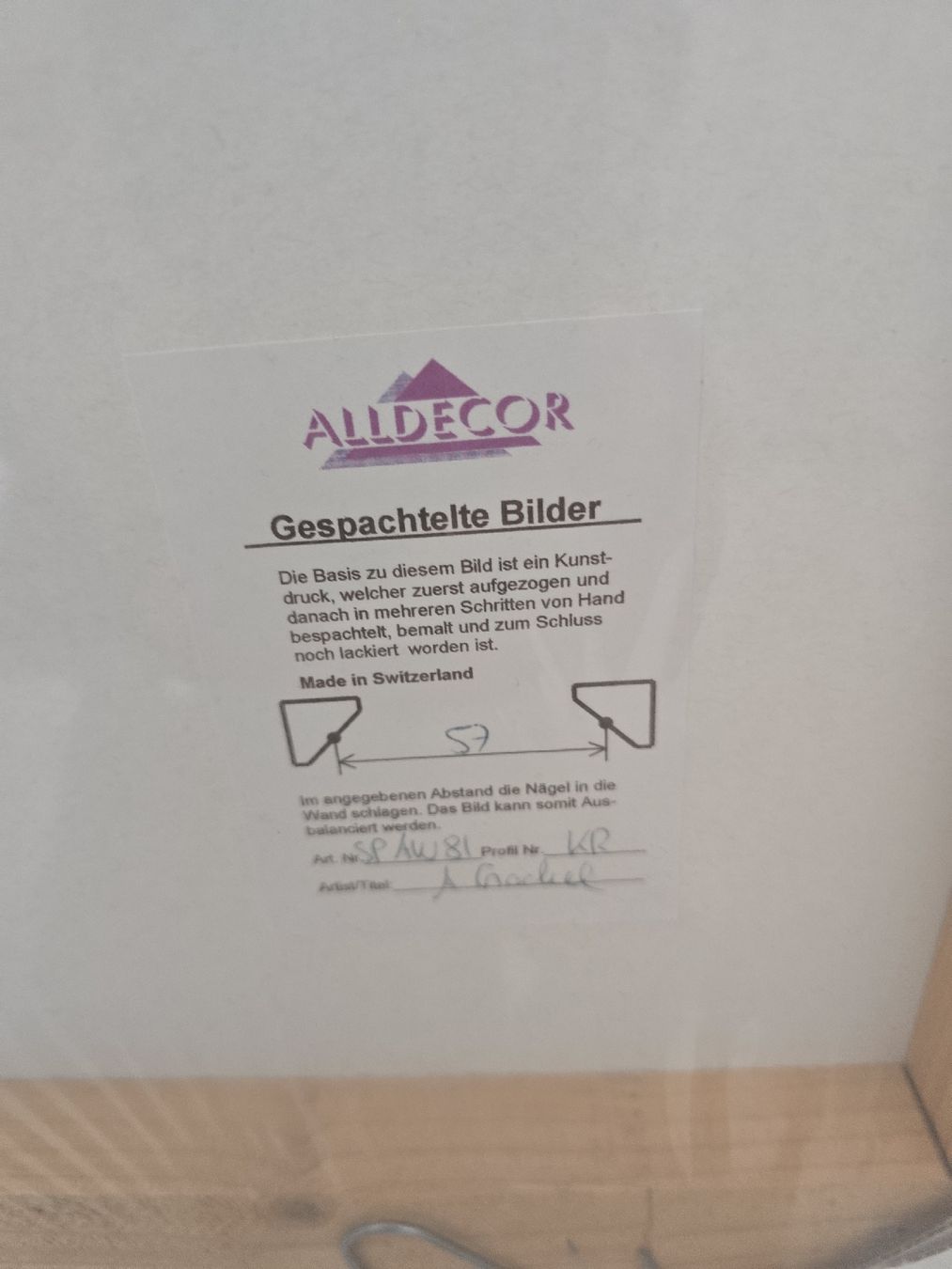 Foto & Immagini: Bild bemalt und lackiert. – Nuovo e nell'imballaggio originale da Hägglingen venduto da Papalegua 2