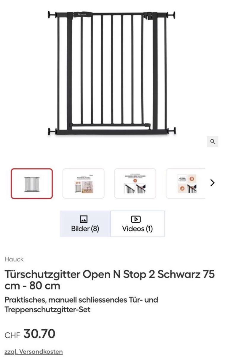 Tutto per la sicurezza: Hauck Treppenschutzgitter 75 - 80cm schwarz – Usato da Hägendorf venduto da neon09 3