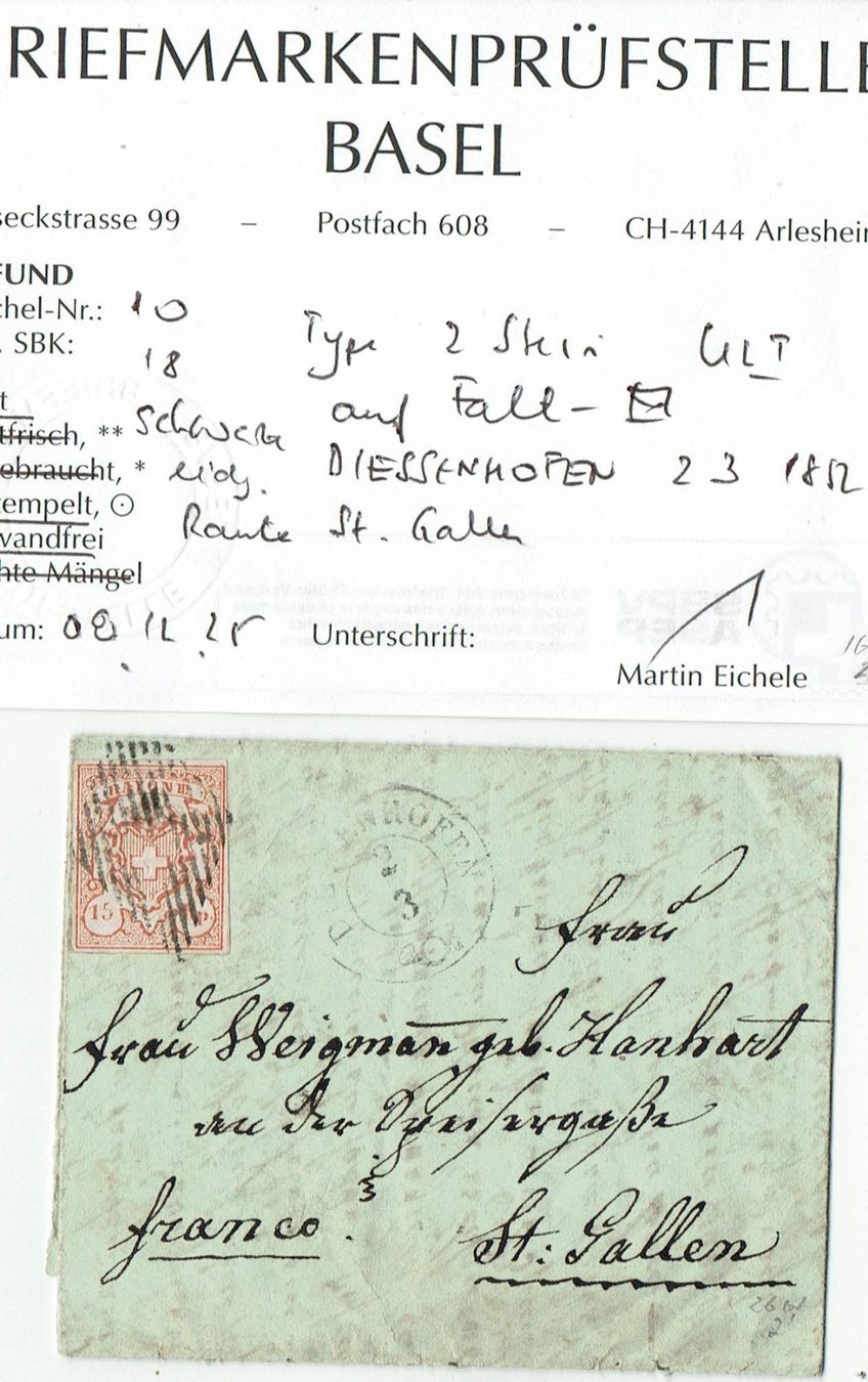 Tutti i francobolli: RAYONIII <626> 15RP 18 RTE BEFUND – Usato da Rüschlikon venduto da Sualk1