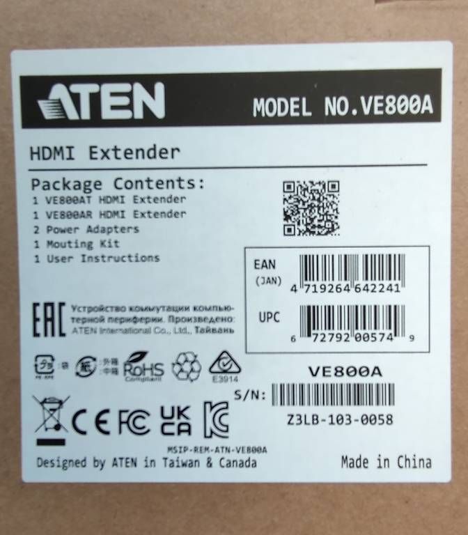 Home Cinema: ATEN - HDMI extender MODEL NO.VE800A – Usato da Mergoscia venduto da onl_tq52