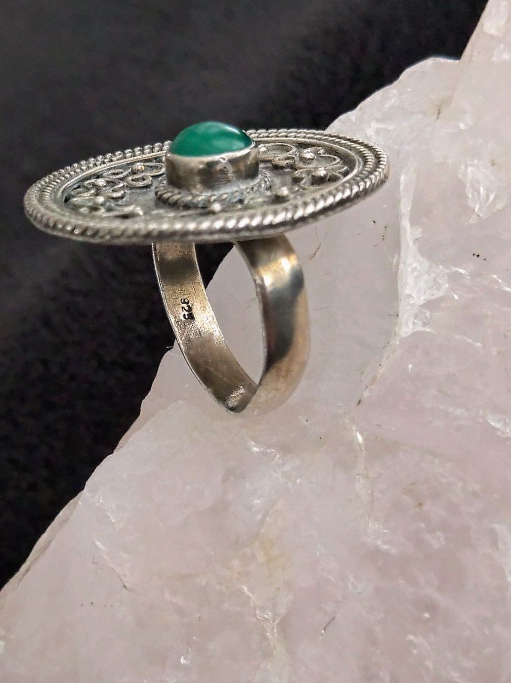 Anelli: Ring Silber 925 mit grünem Stein – Usato da Istighofen venduto da Ringparadies 1
