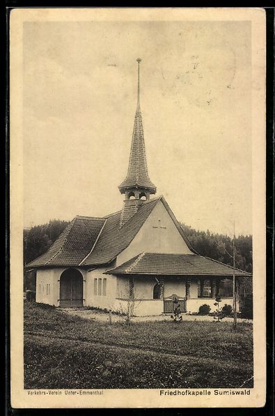 Ansichtskarten: AK Sumiswald, Friedhofkapelle – Gebraucht aus Berlin von bartko-reher