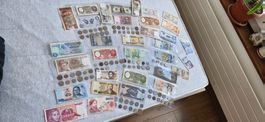 Collezione di monete e banconote estere da tutto il mondo