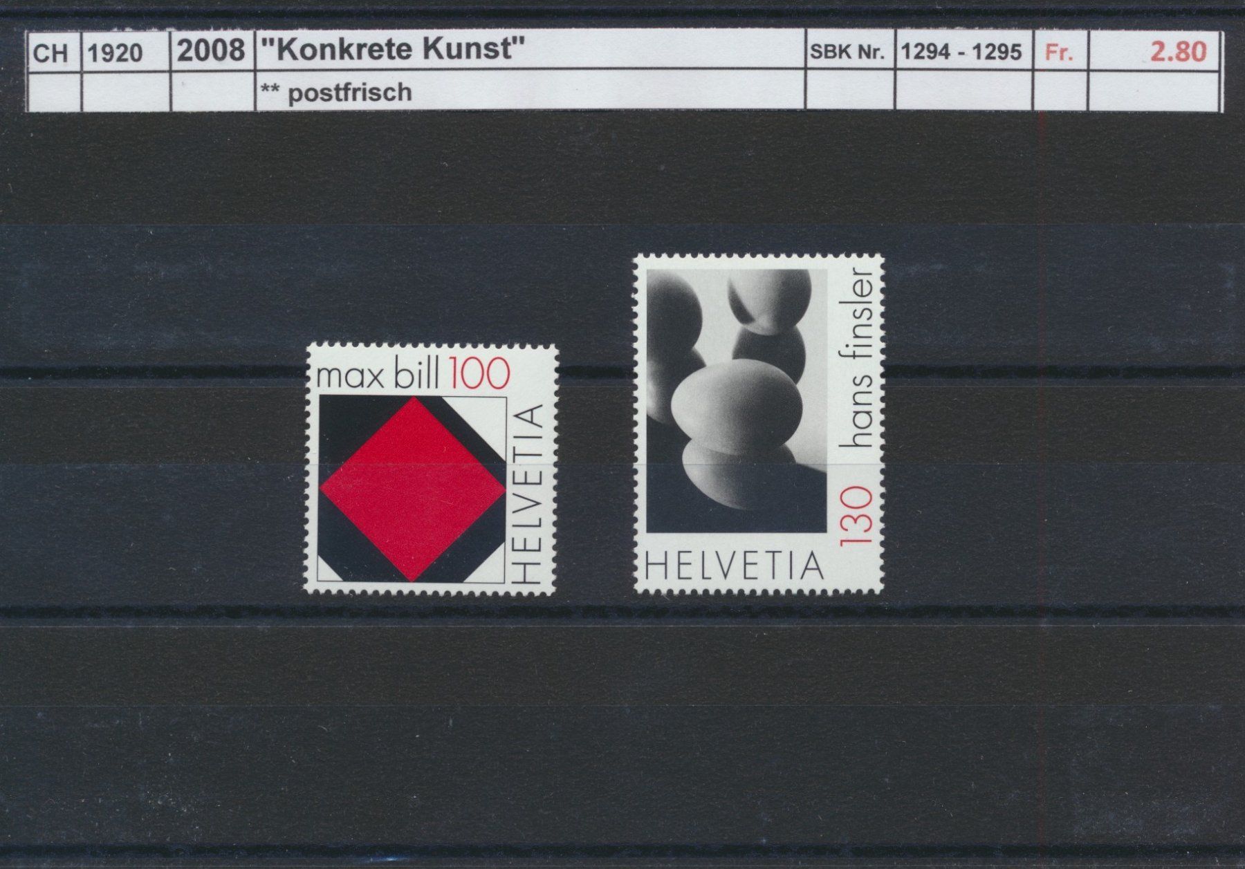 Tutti i francobolli: 2008 "Konkrete Kunst", ** postfrisch – Nuovo (secondo la descrizione) da Winterthur venduto da Zupogeru