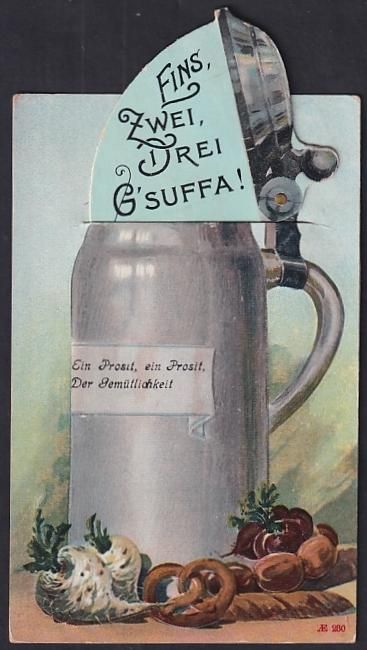 Cartoline postali: Mechanische-AK Deckelschoppen mit der Me – Usato da Berlin venduto da bartko-reher
