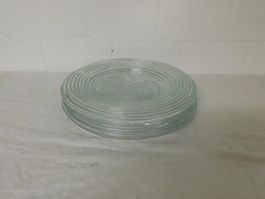 6x Glasteller, Speiseteller, gerippt, Vintage Look