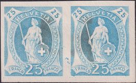 1882, Stehende Helvetia Paar 25Rp. blau, ORIGINAL-FARBE !