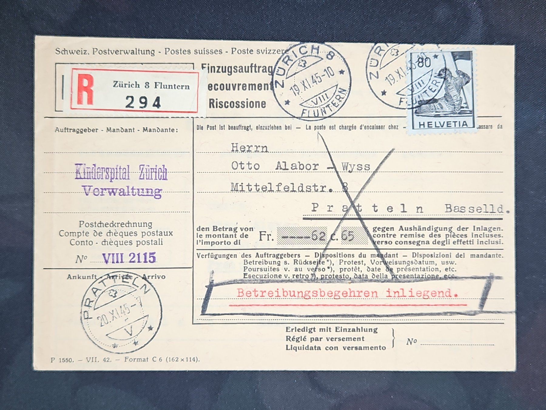 Tutti i francobolli: CL23 Enveloppe + Timbre Suisse 1945 – Usato da Cousset venduto da Patrick_Collections
