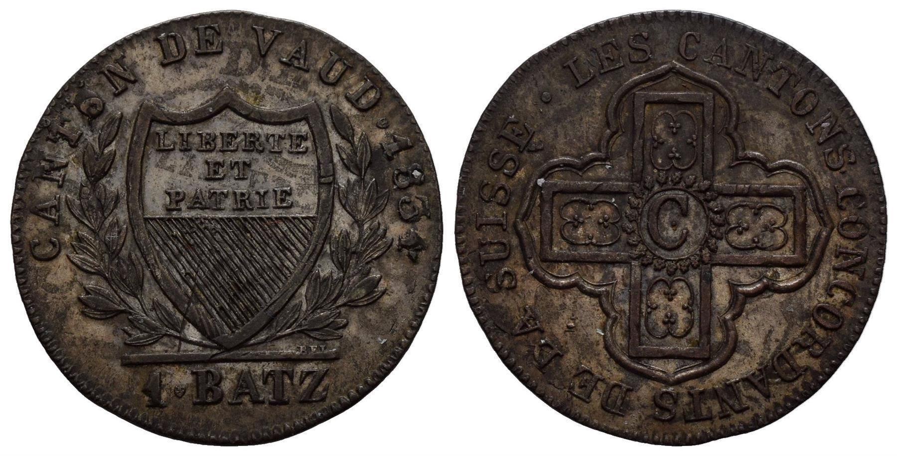 Alle Münzen: Waadt Batzen 1834  /2727 – Gebraucht aus Trimbach von Solothurn1
