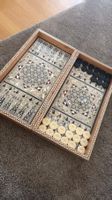 Exquisites Backgammon Spiel aus Holz, perlmuttartig verzi...