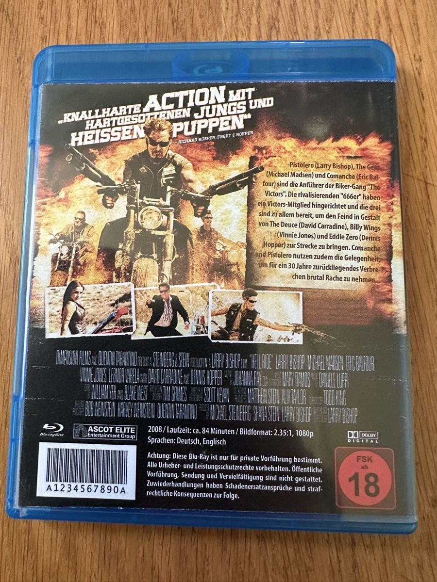 Alle DVDs: Hell Ride, Bluray, Quentin Tarantino, Michael Madson – Gebraucht aus Benken ZH von Audi-erich 1