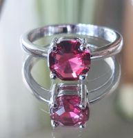 Silberring Gr. 56 mit rotem Zirkonia, Neu