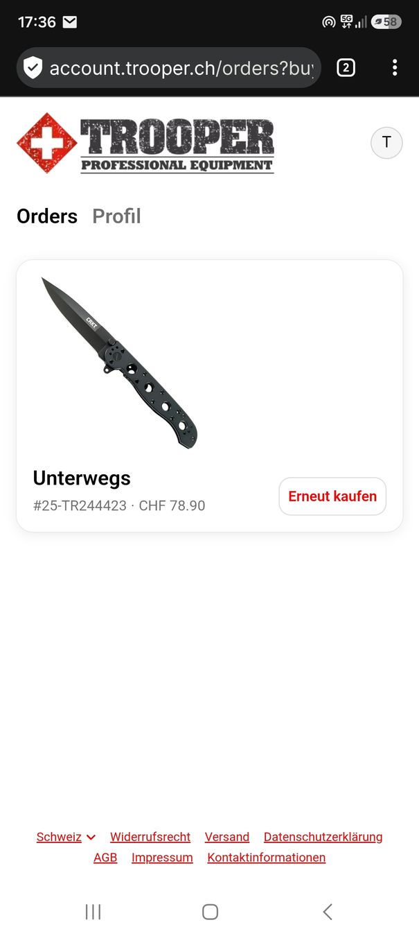 Accessori: Messer Trooper M16-03KS schwarz – Usato da Fislisbach venduto da Quirlig07