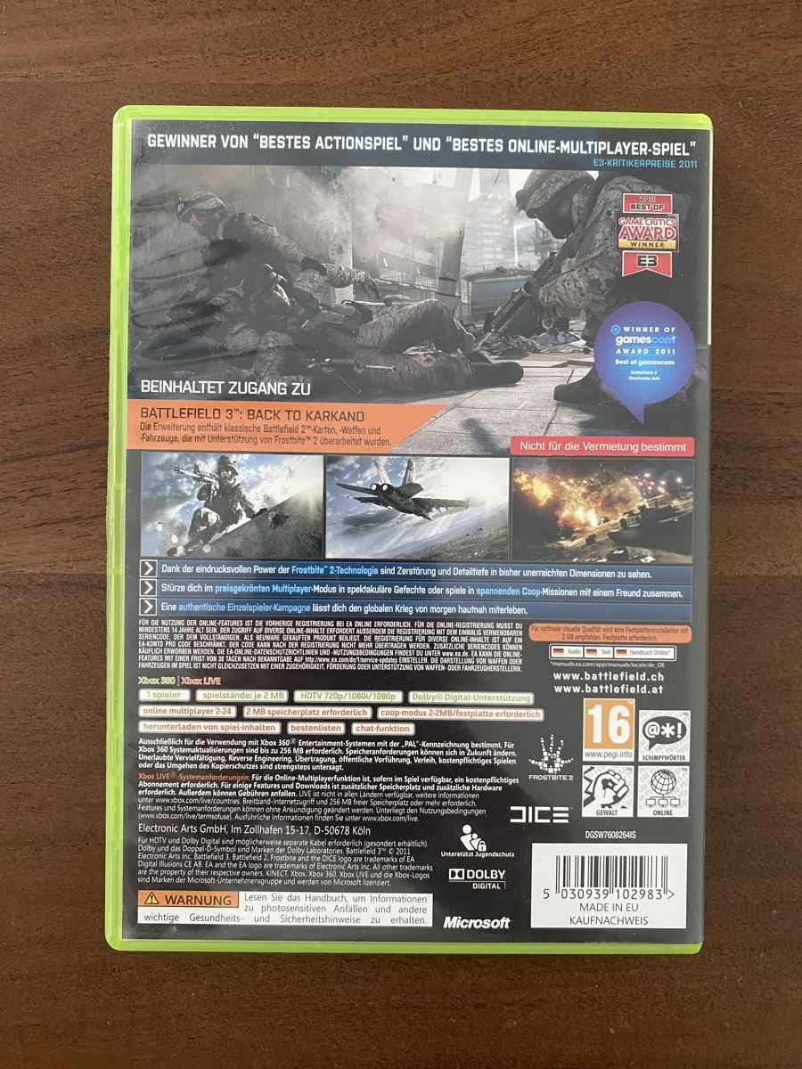 Microsoft Giochi: Battlefield 3 für Xbox 360 – Usato da Thunstetten venduto da Virus_33 2