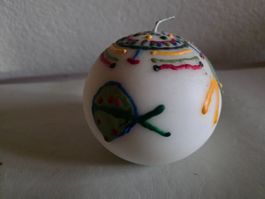 runde bemalte Kerze 9cm