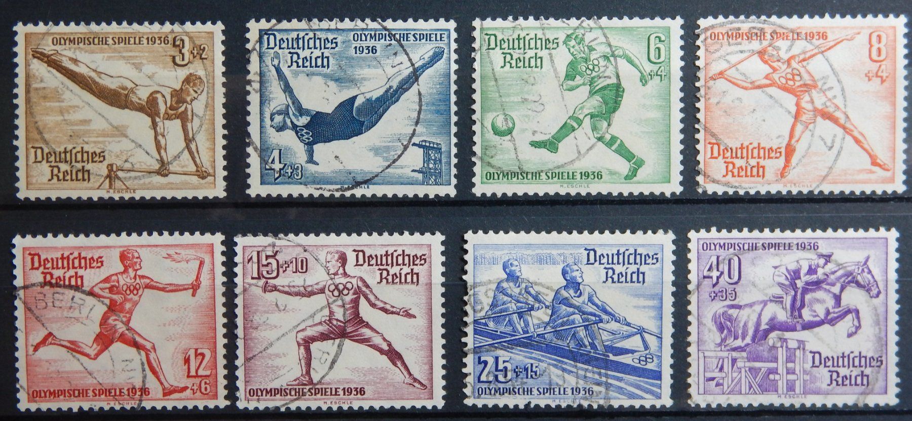 Tutti i francobolli: Deutsches Reich Kat. 609-616 gest. 1936 – Usato da Zürich venduto da Muehlekauf