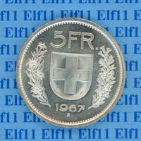 CHF___5.00 1967 stgl * nigelnagelneu! 5 Franken