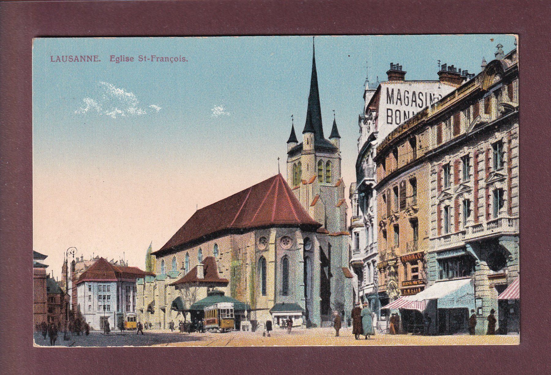 Cartoline postali: LAUSANNE - Eglise St. François – Usato da Pully venduto da nicecards