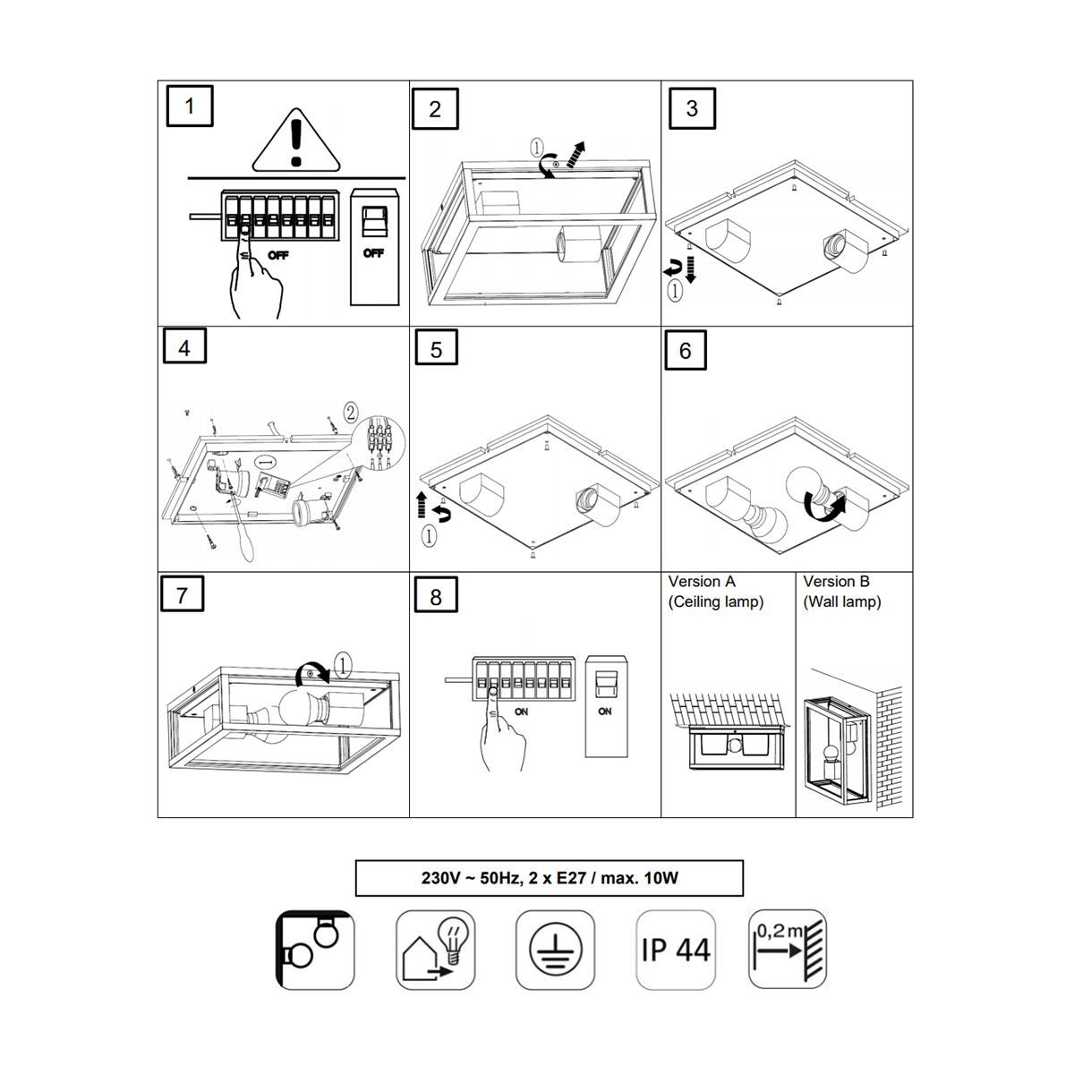 Lampadari & plafoniere: Decken Aussenleuchte, 24 cm x 24 cm – Nuovo (secondo la descrizione) da Kreuzlingen venduto da Smart-Light 2