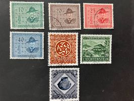 Liechtenstein 1953, Mi 315-18+319+321, gestempelt, KP 90.--