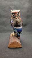 Cloisonne-Eule auf Holzsockel